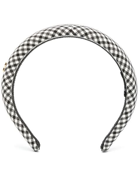 Miu Miu Gingham Check Wool Headband 